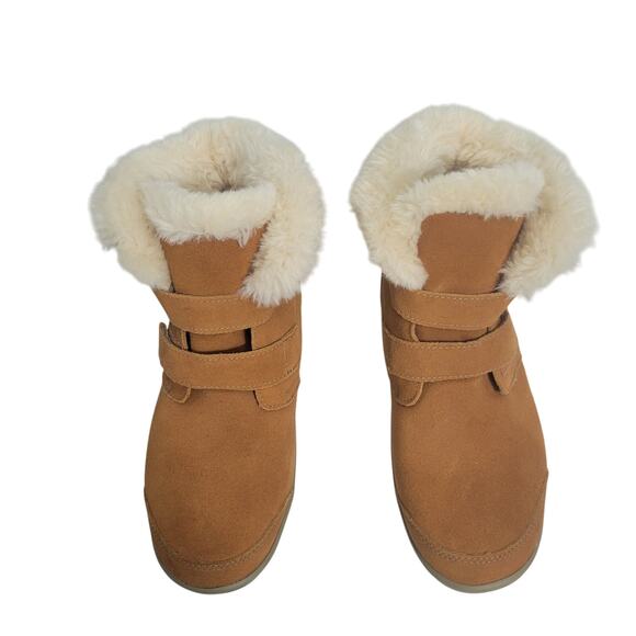 Orthofeet Florence Tan Suede Boots With Faux Fur Lining Size 8.5M 111325-2815 - Picture 1 of 6